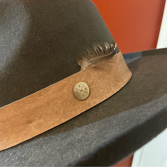 Two Roads Hat Co. Men’s Echo Park Dark Earth Wool Suede Band Rustic Fedora‎ Hat - Picture 3 of 9